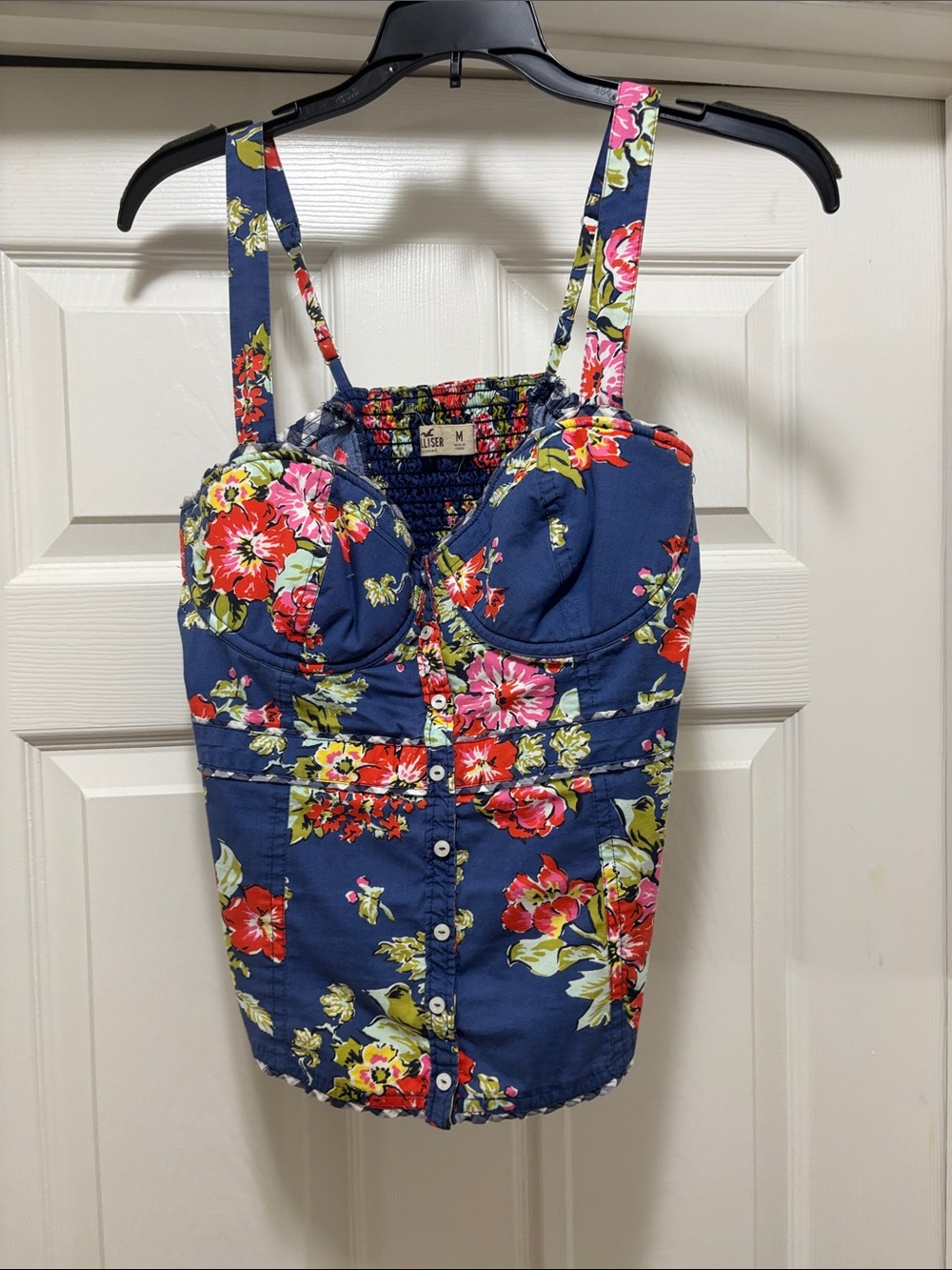 Hollister Navy Blue Floral Bustier Corset Top